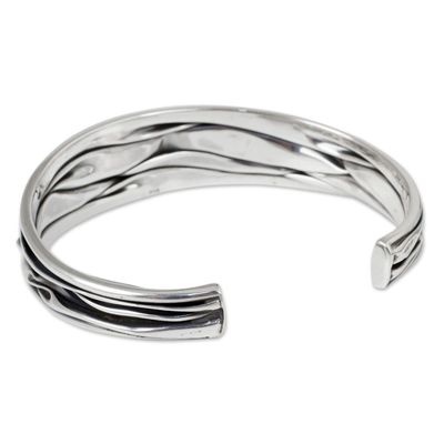 Alternate image for Hand Crafted Sterling Silver Cuff Bracelet from Thailand Narrow River