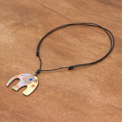 Alternate image for Bohemian Ceramic Elephant Pendant Necklace from Thailand Elephant Hippie