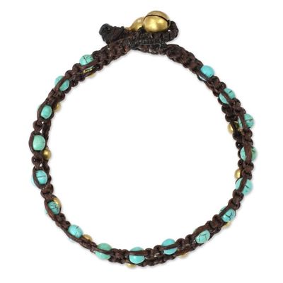 Alternate image for Brass Bracelet Turquoise-color Gems Braided Jewelry Aqua Boho Chic