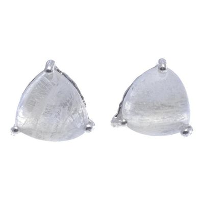 Alternate image for Rainbow Moonstone and Sterling Silver Stud Earrings Moonstone Night