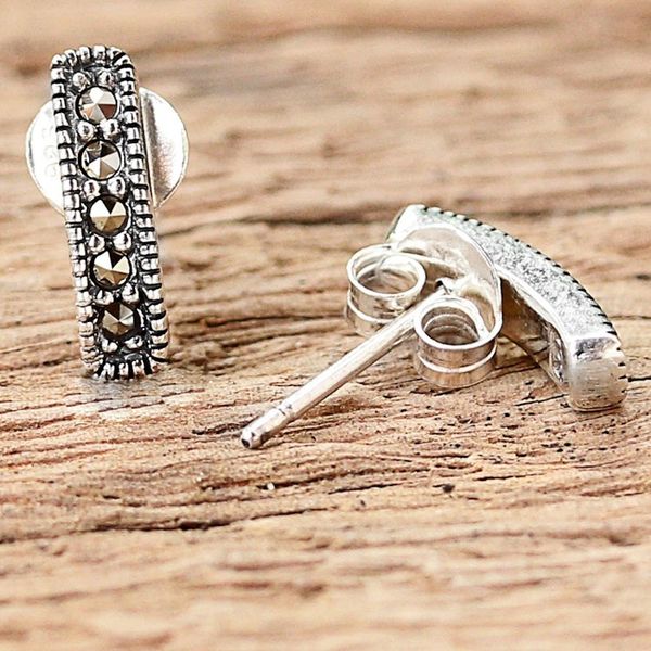 Alternate image for Sterling Silver and Marcasite Drop Earrings from Thailand Sparkling Charm