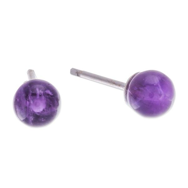 Alternate image for Amethyst Stud Earrings with Sterling Silver Posts Wisdom Dimension