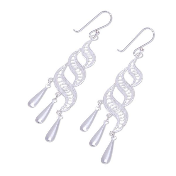 Alternate image for Handcrafted Sterling Silver Filigree Dangle Earrings Three Graces