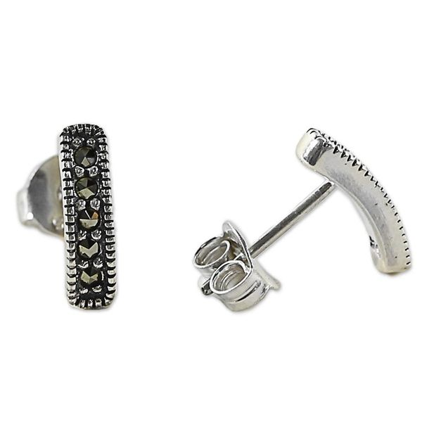 Alternate image for Sterling Silver and Marcasite Drop Earrings from Thailand Sparkling Charm