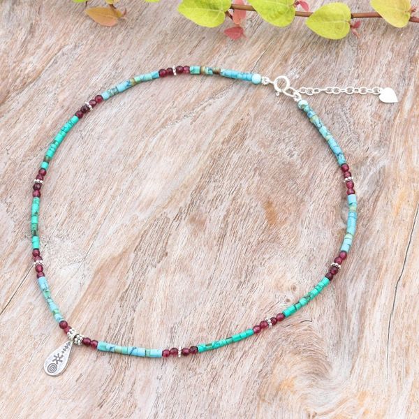 Alternate image for Polished Hill Tribe Multi-Gemstone Pendant Necklace Paradise Lover