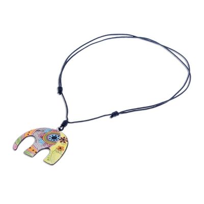 Alternate image for Bohemian Ceramic Elephant Pendant Necklace from Thailand Elephant Hippie