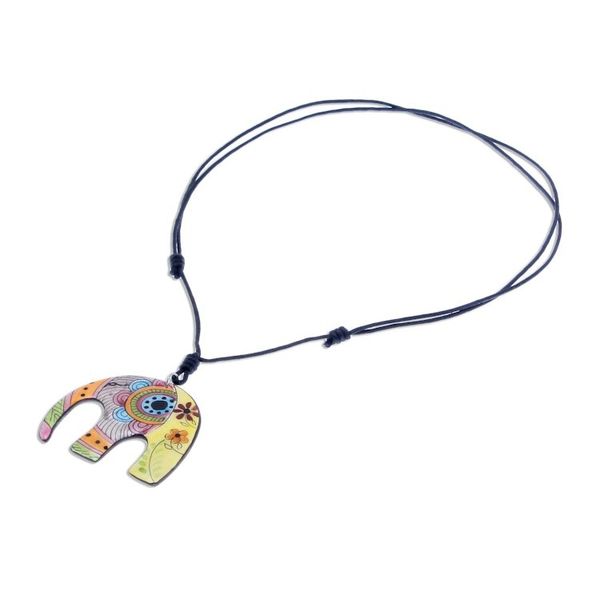 Alternate image for Bohemian Ceramic Elephant Pendant Necklace from Thailand Elephant Hippie