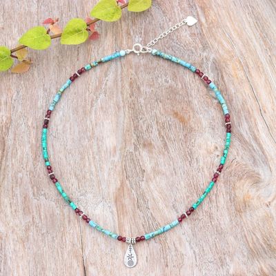 Alternate image for Polished Hill Tribe Multi-Gemstone Pendant Necklace Paradise Lover