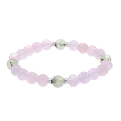 Alternate image for Rose Quartz and Prehnite Beaded Stretch Bracelet Forest Romance