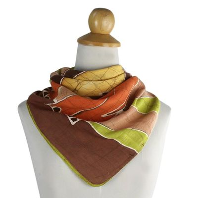 Alternate image for Hand Painted Thai Batik on Green Cotton Womens Scarf Elephant Family in Green