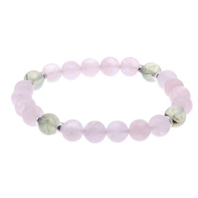 Alternate image for Rose Quartz and Prehnite Beaded Stretch Bracelet Forest Romance