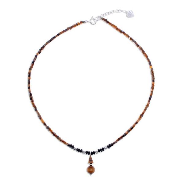 Alternate image for Handmade Tigers Eye and Onyx Pendant Necklace Basking Beauty