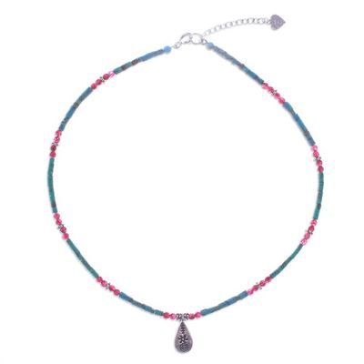 Alternate image for Polished Hill Tribe Multi-Gemstone Pendant Necklace Paradise Lover