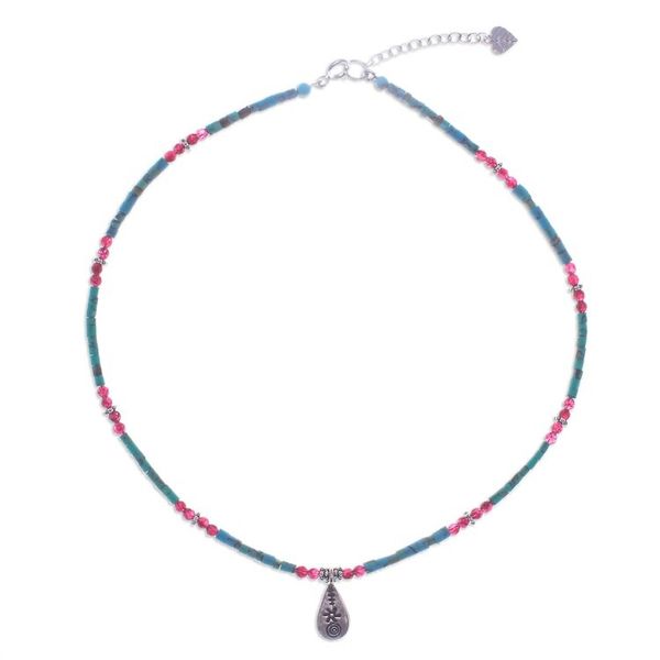 Alternate image for Polished Hill Tribe Multi-Gemstone Pendant Necklace Paradise Lover