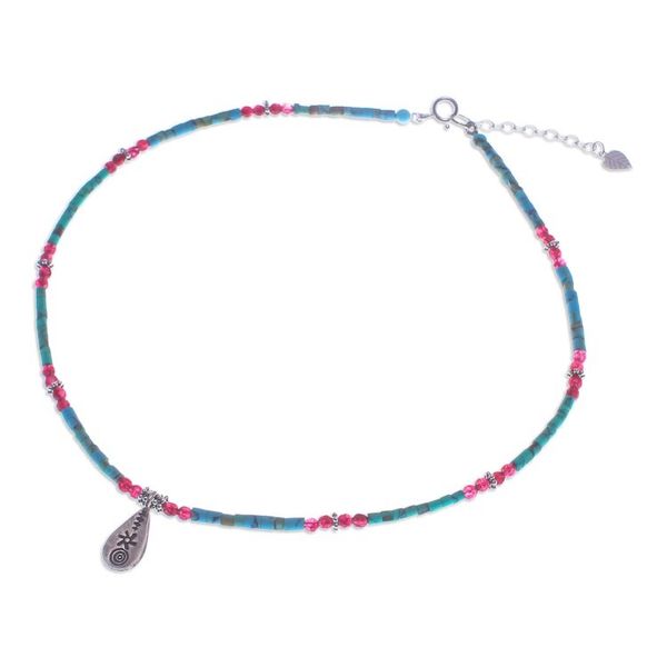 Alternate image for Polished Hill Tribe Multi-Gemstone Pendant Necklace Paradise Lover