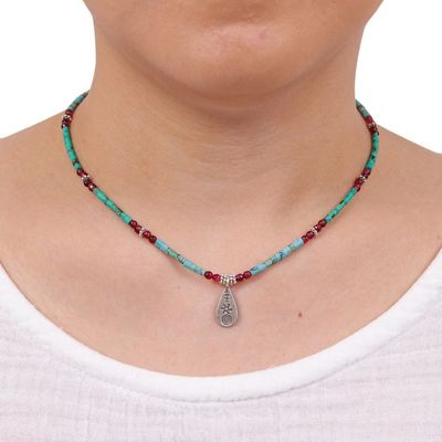 Alternate image for Polished Hill Tribe Multi-Gemstone Pendant Necklace Paradise Lover