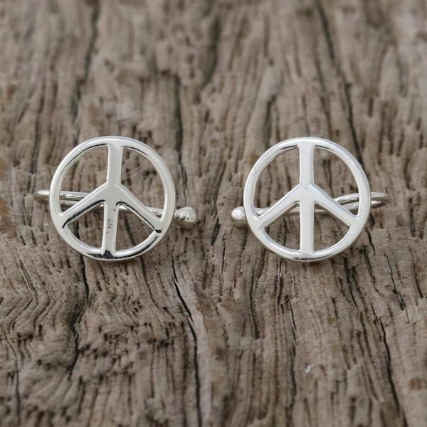 Alternate image for Sterling Silver Peace Sign Ear Cuffs from Thailand Shimmering Peace