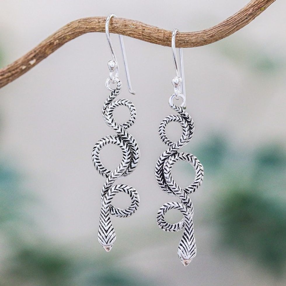 Sterling Silver Snake Earrings 'Infinity Serpent'