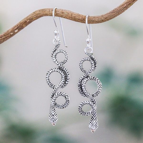 Alternate image for Sterling Silver Snake Earrings Infinity Serpent
