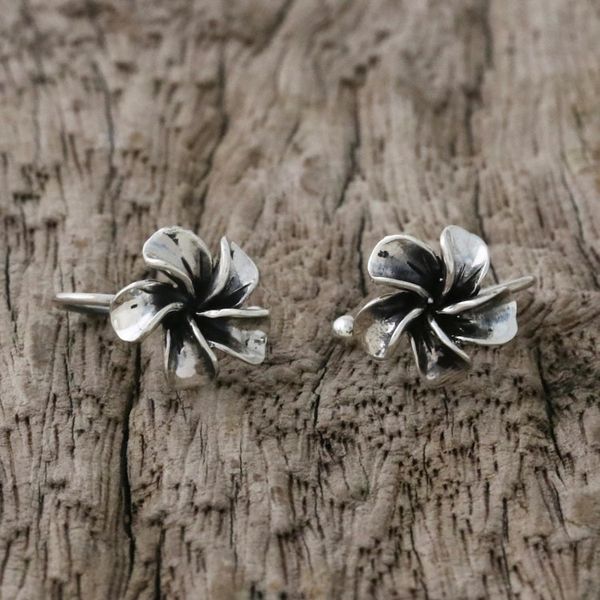 Alternate image for Sterling Silver Frangipani Ear Cuffs from Thailand Frangipani Sprial