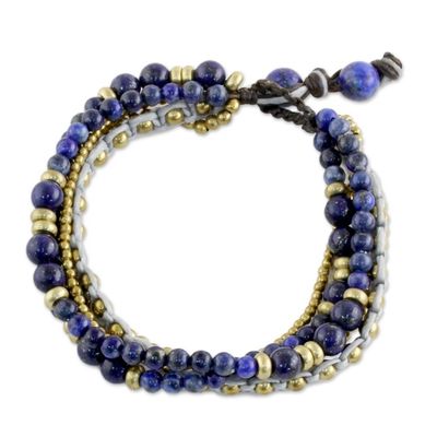 Alternate image for Brass and Lapis Lazuli Multi-Strand Beaded Bracelet Brisk Ocean