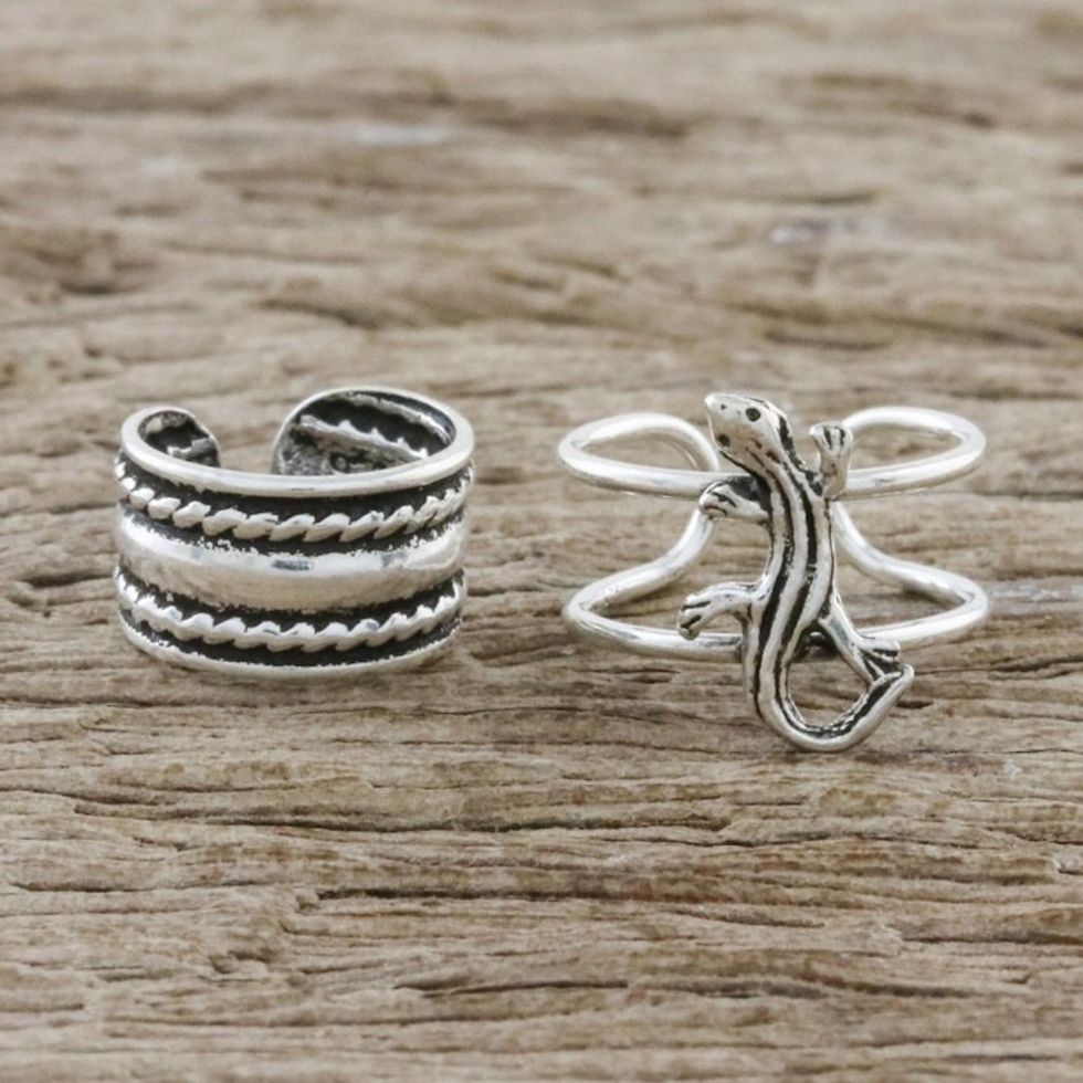 Sterling Silver Lizard Ear Cuffs from Thailand 'Little Lizard'