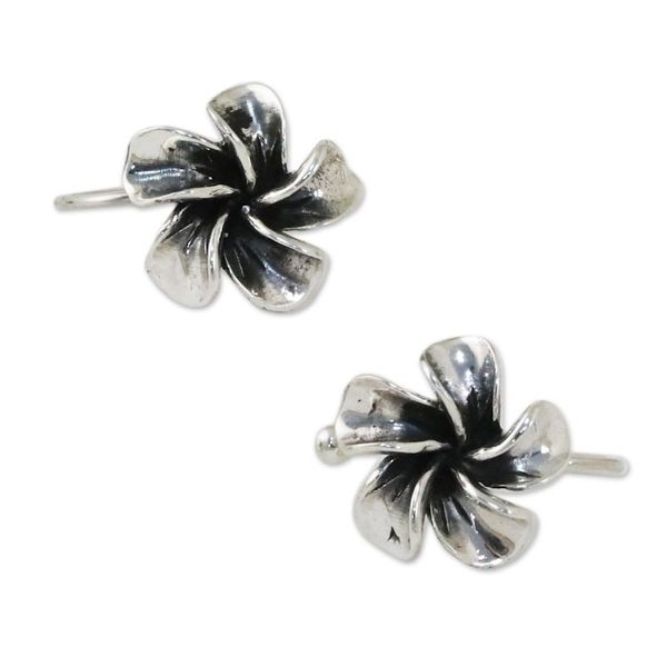 Alternate image for Sterling Silver Frangipani Ear Cuffs from Thailand Frangipani Sprial