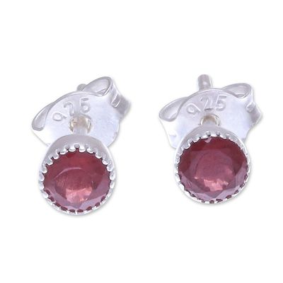 Alternate image for Thai Garnet and Sterling Silver Stud Earrings Cabernet Drop