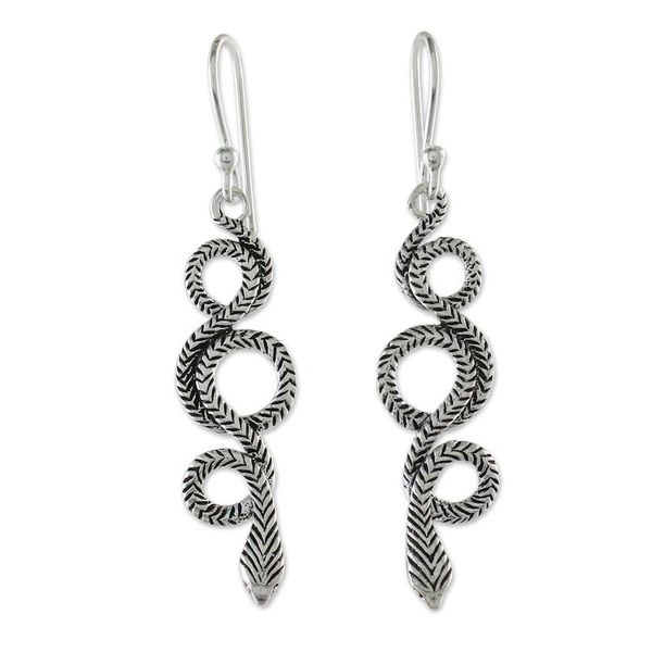 Alternate image for Sterling Silver Snake Earrings Infinity Serpent
