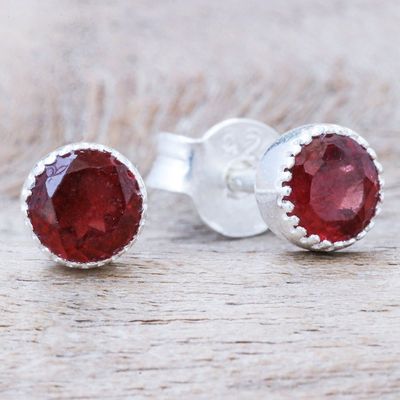 Alternate image for Thai Garnet and Sterling Silver Stud Earrings Cabernet Drop