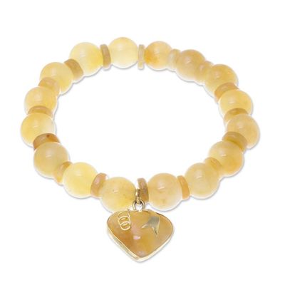 Alternate image for Gold Accented Quartz Beaded Heart Bracelet in Yellow Purest Heart in Yellow