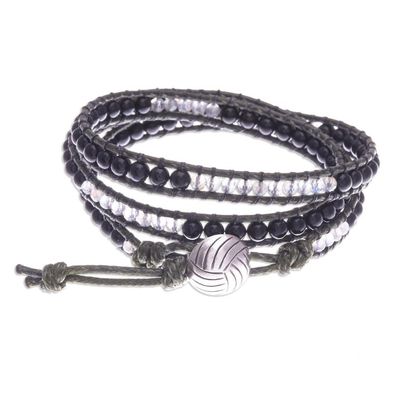 Alternate image for Onyx and labradorite wrap bracelet Magical