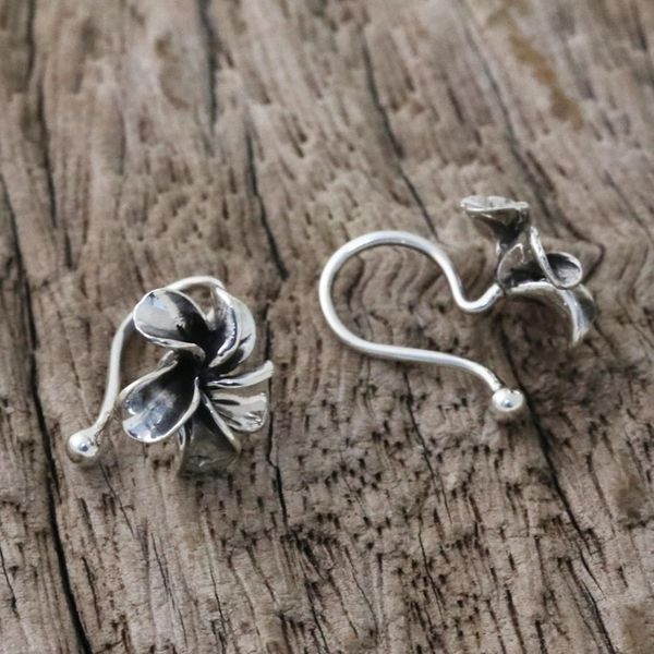Alternate image for Sterling Silver Frangipani Ear Cuffs from Thailand Frangipani Sprial