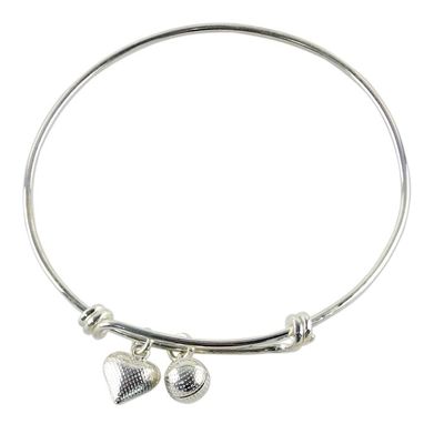 Alternate image for Sterling Silver Heart Shaped Charm Bracelet from Thailand Dimpled Heart