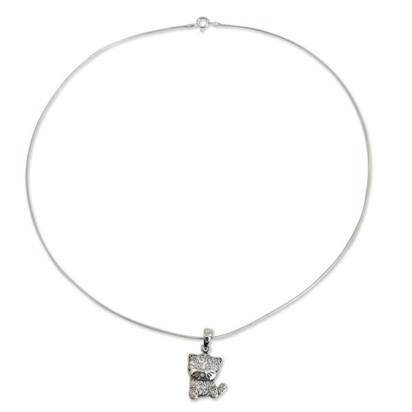 Alternate image for Thai Filigree Sterling Silver Necklace Filigree Kitten