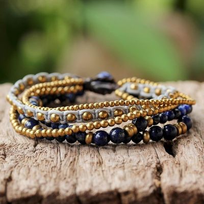 Alternate image for Brass and Lapis Lazuli Multi-Strand Beaded Bracelet Brisk Ocean