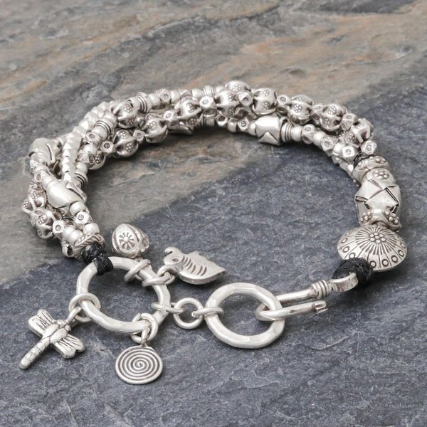 Alternate image for Karen Hill Tribe 950 Silver Beaded Bracelet Karen Celebration