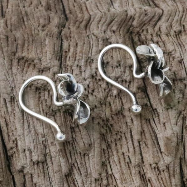Alternate image for Sterling Silver Frangipani Ear Cuffs from Thailand Frangipani Sprial