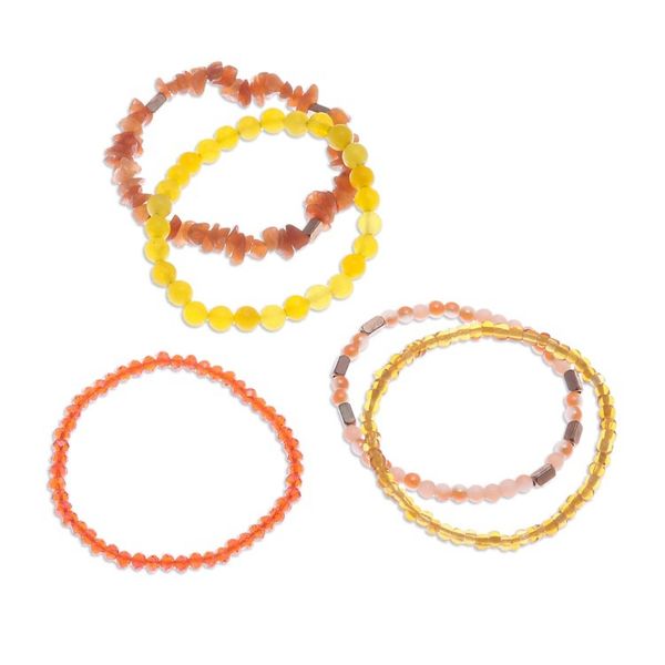 Alternate image for Set of 5 Orange Beaded Stretch Bracelets from Thailand Fancy Dream in Orange