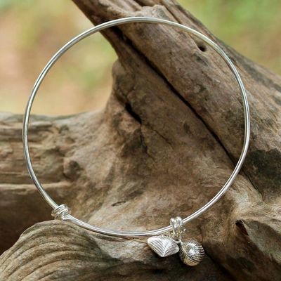Alternate image for Sterling Silver Heart Shaped Charm Bracelet from Thailand Dimpled Heart