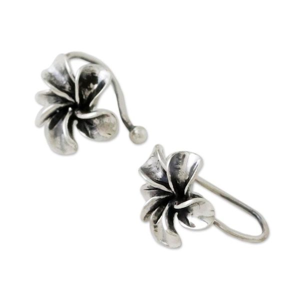 Alternate image for Sterling Silver Frangipani Ear Cuffs from Thailand Frangipani Sprial