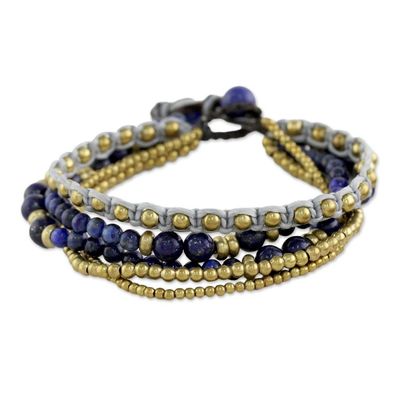 Alternate image for Brass and Lapis Lazuli Multi-Strand Beaded Bracelet Brisk Ocean