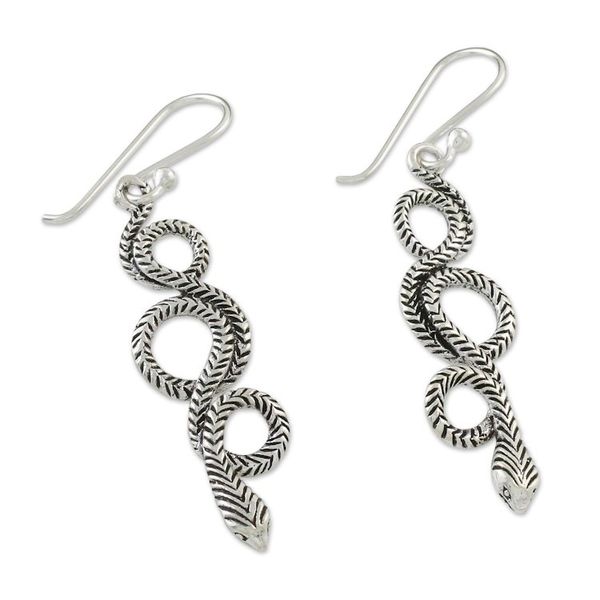 Alternate image for Sterling Silver Snake Earrings Infinity Serpent