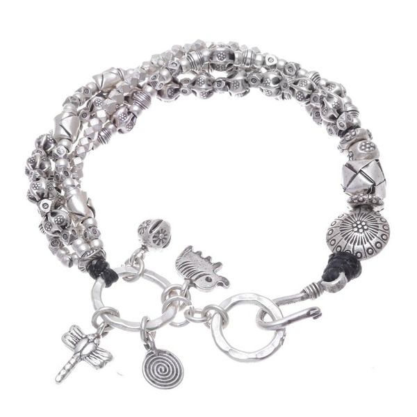 Alternate image for Karen Hill Tribe 950 Silver Beaded Bracelet Karen Celebration
