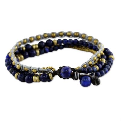 Alternate image for Brass and Lapis Lazuli Multi-Strand Beaded Bracelet Brisk Ocean