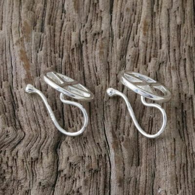 Alternate image for Sterling Silver Peace Sign Ear Cuffs from Thailand Shimmering Peace