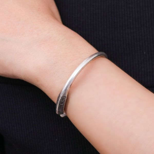 Alternate image for Polished Silver Cuff Bracelet with Hill Tribe Details Legacy Halo