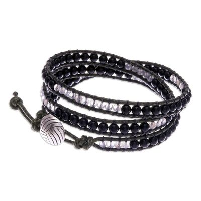 Alternate image for Onyx and labradorite wrap bracelet Magical
