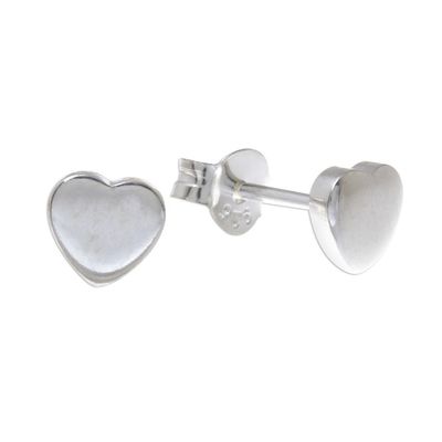 Alternate image for Heart-Shaped Sterling Silver Stud Earrings from Thailand Simple Hearts