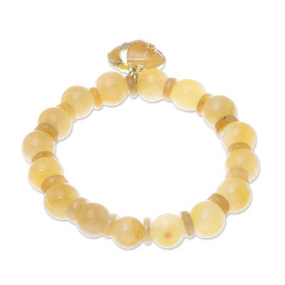 Alternate image for Gold Accented Quartz Beaded Heart Bracelet in Yellow Purest Heart in Yellow